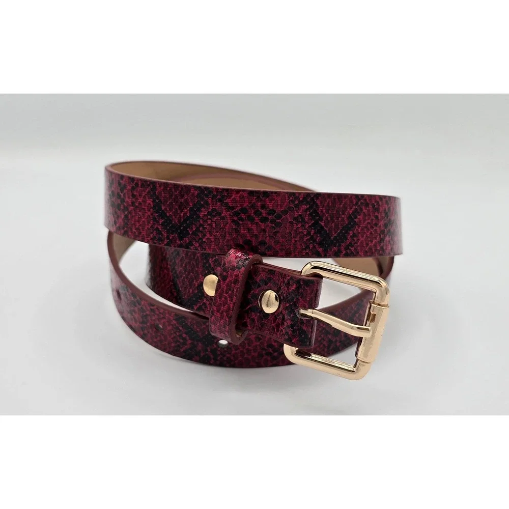 Snakeskin Embossed PU Leather Belt Women's 34